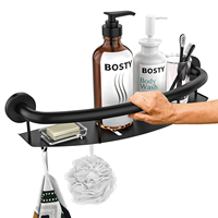Barre d'appui brossée 2-en-1 de 18 pouces avec étagère de rangement, montée au mur, pour douche, baignoire, soutien pour personnes âgées et handicapées