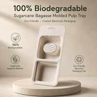 100% Biodegradable Sugarcane Bagasse Molded Pulp Bluetooth Headset Packaging Insert Tray untuk Produk Elektronik