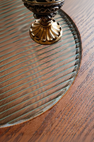 Table basse vintage de style français en bois massif, en forme de nuage, à deux niveaux, avec insert en verre ondulé, durable, multifonctionnelle, table rétro