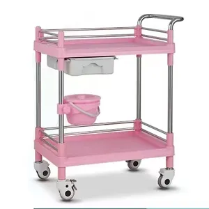 Ziekenhuis Trolley Met Twee Planken Medische Trolley Abs Mobiele Multifunctionele Instrument Trolley