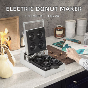 Nouvelle Machine à Donuts Électrique Facile à Utiliser, 6 Trous, Chauffage Double Face, Antiadhésive, Légère, en Acier Inoxydable, Mini Pâtisserie Maison, Café - Product Image 2