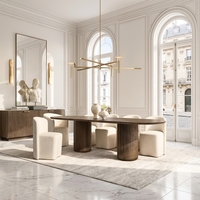 Ensemble de table à manger ovale en bois massif moderne FERLY personnalisable pour salon, meubles Wabi Sabi