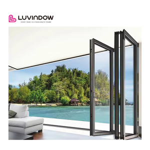 Panoramic Residential Aluminum Bifold Doors Heat Insulated Tempered Glass Exterior Aluminum Patio Door