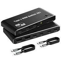 Commutateur KVM Type-C avec HDMI2.1 DP 3 ports USB2.0 pour 2 ordinateurs partageant 1 moniteur Résolution 8K Charge rapide PD 100W