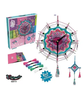 DIY Toy Despertador String Art Kit Fazer Winding Art Relógio de parede Plástico Pushpins Art Crianças Artesanato Projetos Tempo Livre Atividades