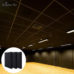 电影院a级吸声黑滴假悬挂式防火高密度玻璃纤维声学瓷砖天花板
