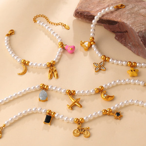 Conjunto de Joyería de Perlas para Mujer, Accesorios Diarios de Lujo Ligero con Dijes de Raqueta de Jersey, Resistentes al Desgaste - Product Image 2