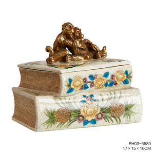 Boîte à mouchoirs en céramique 1 pièce de luxe moderne blanc/<span class=keywords><strong>noir</strong></span> avec décorations de style chinois classique antique pour la maison - Product Image 2