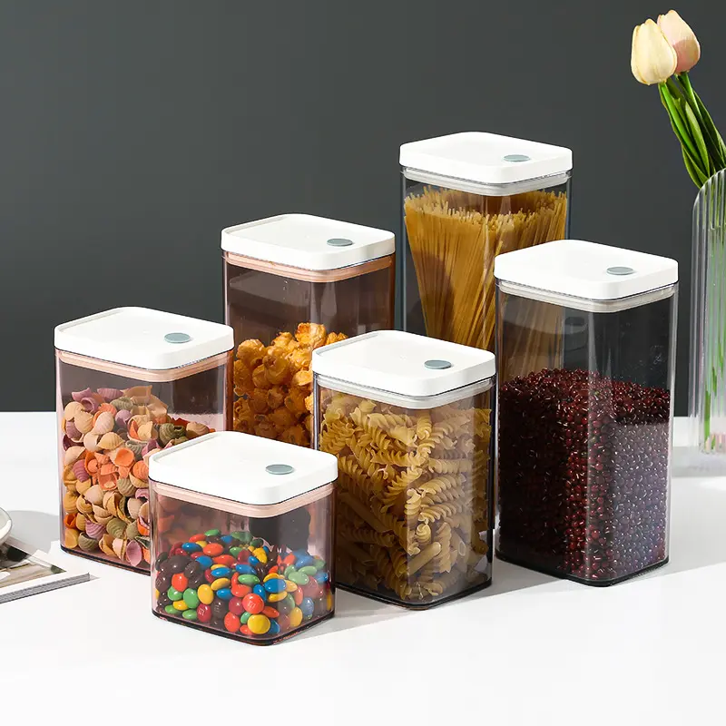 도매 가정 부엌 진공 투명한 음식 저장 단지 공간 저장 및 조직 상자