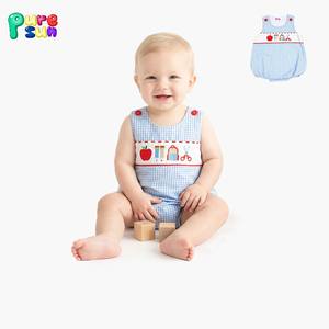 Puresun Popüler Yengeç Aplikeli Erkek Bebek Tulumu Tek Parça Kolsuz Çocuk Bodysi Özel Tasarım Pamuklu Bebek Romperi - Product Image 3