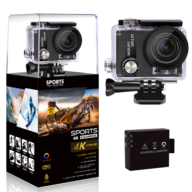 Best Quality 4K Wifi Mini Action Camera with 30m Waterproof Ausek Sport Camera AT-Q7