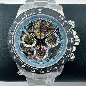 Montre de plongée de haute qualité avec mouvement mécanique, bracelet en acier inoxydable, verre saphir, cadran à aiguilles, couleur carbone, cadran ajouré, 40 mm - Product Image 2