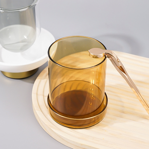 Portavelas de Vidrio Ámbar de Boca Ancha con Logotipo Personalizado, Colorido y de Lujo, para Centros de Mesa, Portavelas de Aromaterapia con Tapa de Vidrio - Product Image 1