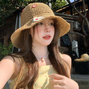 Chapeau Bob Coréen Respirant Ajustable Effet Amincissant pour Femme, Chapeau de Pêcheur en Fourrure à <span class=keywords><strong>Large</strong></span> Bord Anti-UV pour la Plage - Product Image 3