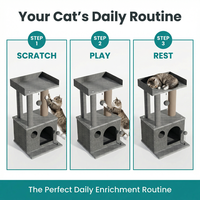 Arbre à chat multi-niveaux moderne de luxe, durable, en sisal écologique, avec griffoir, niche et perchoir pour chats de grande taille d'intérieur