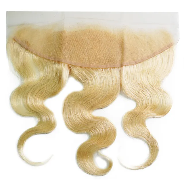 Wxj 613 Straight Hair Bundles With Closure/Frontal,Frontal Raw Hair Top Silk Lace Closure 13*4,Blonde Lace Frontal Hair Closure