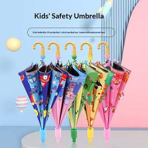 Parapluie droit pour enfants, garçons et filles, en vinyle, motif dessin animé, imperméable, à long manche, ouverture manuelle et automatique, double usage, pare-soleil - Product Image 4