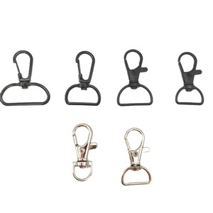 Mosquetón de metal con resorte, hebilla de boca de pez, llavero, colgante para bolso, aleación de zinc, anilla en D de 20 mm, negro y plateado - Product Image 4