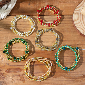 <b>Boho</b> Handmade Gold Beaded Girls Friendship <b>Bracelet</b> Set Colorful Geometric Glass Crystal Beaded <b>Bracelet</b> for Anniversaries - Product Image 6