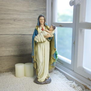 Statues religieuses catholiques en résine, décoratives, 28 cm de haut, Notre-Dame du Sacré-Cœur - Product Image 1