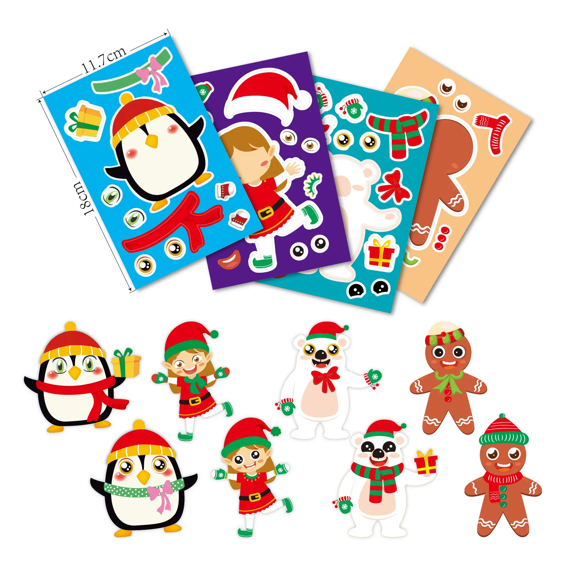 24Sheet Make a Face Sticker Christmas Gift for Kids Creative DIY Santa Claus Snowman Decor Christmas Party Favors sticker toys