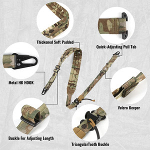 Sangle de fusil tactique réglable à 2 points avec boucle en métal, sangle élastique pour la chasse et le tir - Product Image 4
