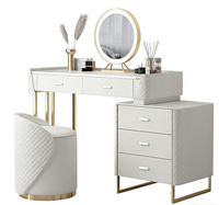 Meilleures ventes : Ensemble coiffeuse moderne européen en bois massif avec miroir éclairé et réglable, modulaire et écologique, pour appartement