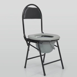 Silla de baño Hengfukang negra 35x45x82cm plegable con respaldo alto para ancianos y mujeres embarazadas - Product Image 1