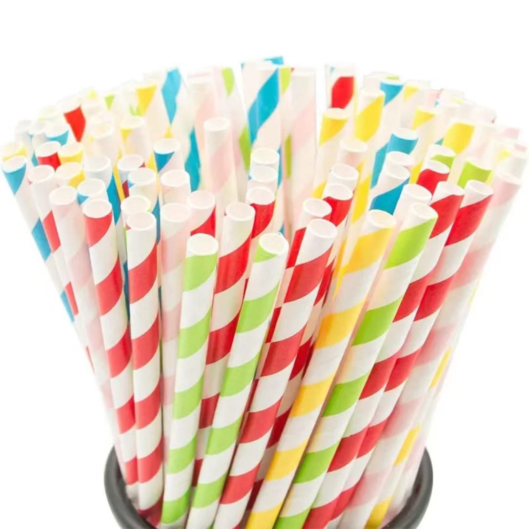 Biodegradable Paper Straws, Disposable Straws - Christmas straws for Independence Day Party, Birthday, Wedding