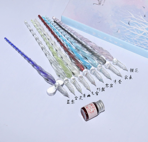 Ensemble de stylos à plume en verre spiralé avec encre et repose-stylo en cristal, décoration florale, stylo de calligraphie, boîte cadeau - Product Image 5