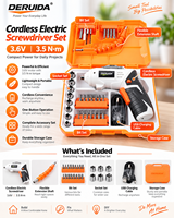 DERUIDA Perceuse-visseuse électrique 3,6 V, mini, rechargeable, portative, multifonctionnelle, pliable, sans fil, pour le bois, OEM