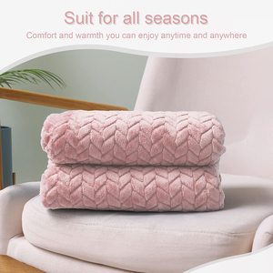 Mantas de Invierno de Franela de Poliéster 100% con Diseño de Hojas Tejidas en Jacquard, Suaves y Cálidas, Tamaño King Size, para Sofá, Venta al por Mayor - Product Image 3