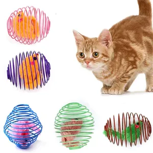 Eco-Friendly Cat Toy from <strong>Pet</strong> Supplier Colorful <strong>Playful</strong> Coils with Mouse Fur Stretchable Rolling Balls for Cats - Product Image 4