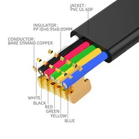 Fil de cuivre 26AWG 6P6C Câble plat 7/0,16 mm OD : 2,4X6,8MM pour EV3 NXT DIY