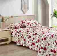 Hochwertiges 3-teiliges Mikrofaser-Tröster-und Blattset Floral Vintage Print Soft King Size Stitched Ensemble