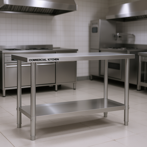 Commercial Kitchen <b>Work</b> <b>Table</b> 43.3x21.7x33.5 Stainless Steel Polished Finish Freestanding - Product Image 2