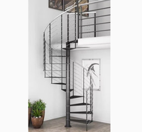 Escalier en spirale moderne en acier inoxydable avec garde-corps en fer forgé, kit modulaire pour usage intérieur