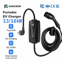 Chargeur de voiture électrique 3,6 kW 3,3 kW, station de charge murale portable AC pour véhicule électrique, IEC61851, application Tuya, contrôle intelligent personnalisé