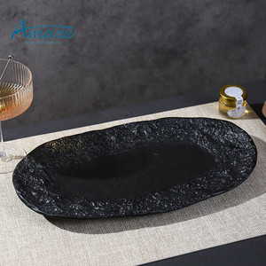 Precio barato al por mayor logotipo personalizado vajilla <span class=keywords><strong>tapas</strong></span> sushi platos conjunto vajilla unglaze negro cerámica restaurante plato - Product Image 4