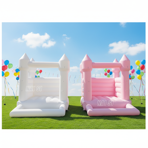 Château gonflable commercial en PVC, mini ballons, pour tout-petits, mariage, rose pastel, blanc, avec fosse à balles - Product Image 1