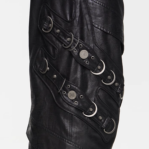 <span class=keywords><strong>Pantaloni</strong></span> Cargo da <span class=keywords><strong>uomo</strong></span> con cinturino regolabile in <span class=keywords><strong>ecopelle</strong></span> a gamba larga Multi-metallo in metallo ricamato <span class=keywords><strong>pantaloni</strong></span> motorizzati Street Style - Product Image 6