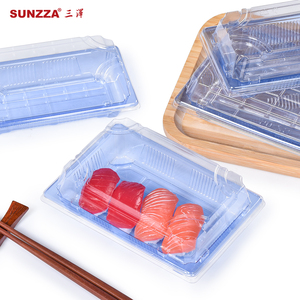 Sunzza Custom food-grade clear blue disposable Plastic Sushi Container