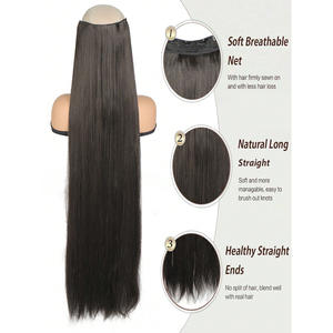 Extensions de cheveux longs et raides de marques nationales 50CM 60CM 70CM 80CM 100CM, en fibre haute température, densité 200%, invisibles et sans couture - Product Image 2