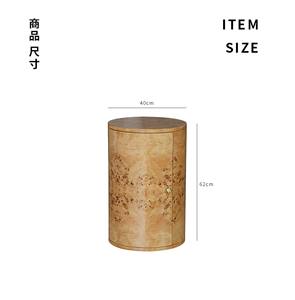 Comodino in Legno Massello di Alta Qualità con Impiallacciatura in Legno Nodoso, Tavolino <span class=keywords><strong>Rotondo</strong></span> da <span class=keywords><strong>Letto</strong></span> - Product Image 6