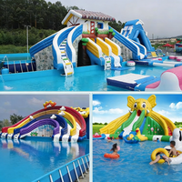 Parc aquatique gonflable géant commercial Hualong en PVC avec toboggan, piscine, trampolines d'été et activités ludiques pour enfants pour centre commercial