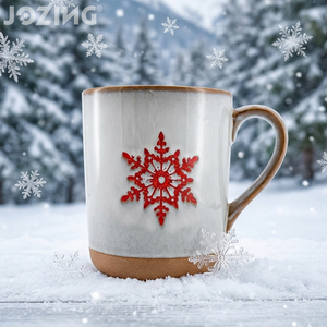 Liquidación de Fábrica: <span class=keywords><strong>Taza</strong></span> de Cerámica Premium con Diseño de Copo de Nieve Navideño y Esmalte Rústico de Dos Tonos - Product Image 1