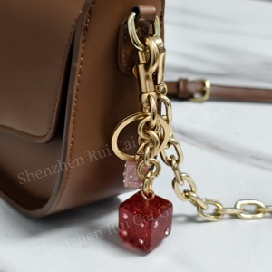 Wholesale Bulk Metal Keychains High Quality Metal Women Girl <b>Bag</b> Charms New Style 3D Dice Car Keychain <b>Bag</b> Accessories - Product Image 1