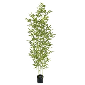 Vente en gros d'arbres en bambou artificiel de 2,1 m, plantes en bambou artificielles de 7 pieds de haut en pot pour la décoration intérieure de la maison, du bureau, de l'hôtel, du hall - Product Image 5
