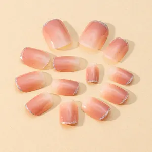 Top Selling 24pcs ABS Press On Nail Handmade Square Coffin Fake Nails Artificial Nails
