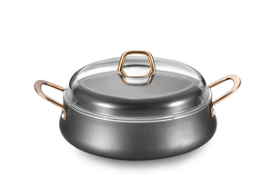 Life Smile, 6 uds., cazuelas prensadas antiadherentes con forma de vientre, ollas y sartenes con tapa de vidrio arqueada, juego de utensilios de cocina de aluminio - Product Image 3